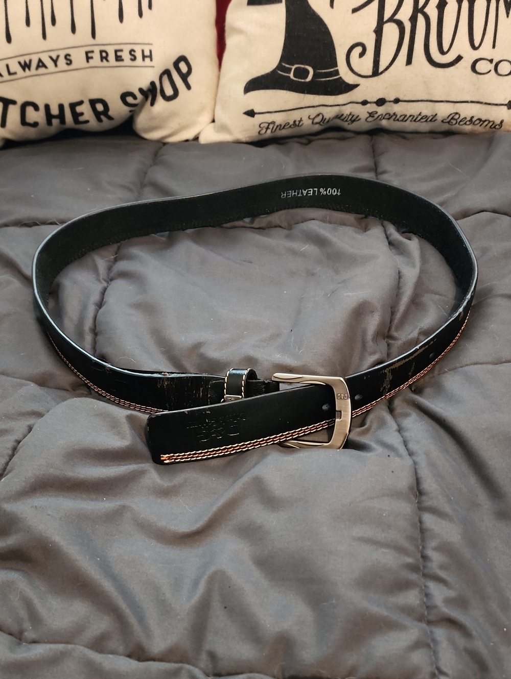 Authentic Dolce And Gabbana Black Leather Designer Belt Made In Italy